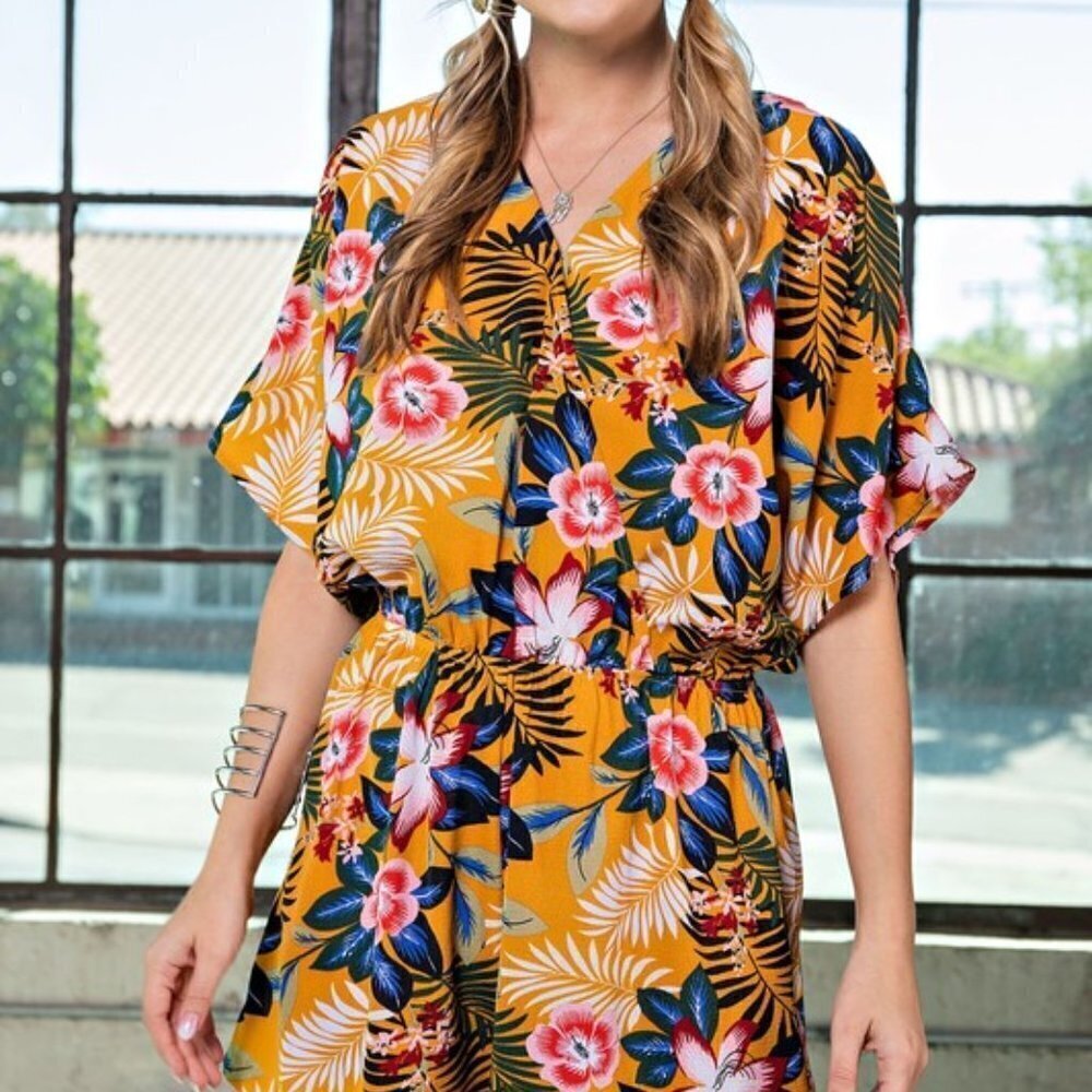 THE MAHALA LADIES HAWAIIAN FLOWER PRINT ROMPER